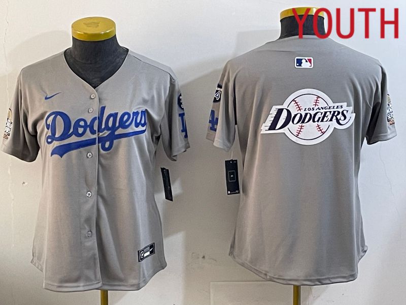Youth Los Angeles Dodgers Blank Grey Game 2024 Nike MLB Jersey style 12051